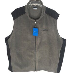 Columbia Steens Mountain Vest Mens 5X Gray Black Fleece Full Zip Outdoors New